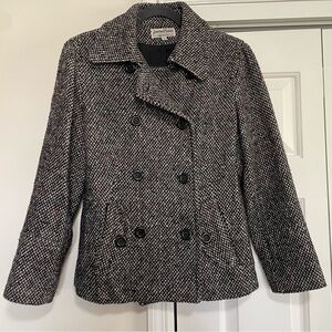Jonathan Michael Black White Red Peacoat Wool Blend Size 6
